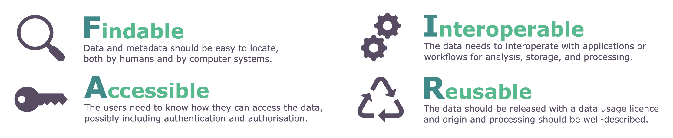 Description of the FAIR principles in English.